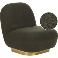 Fauteuil Glamour Base Dorée Art Déco en Tissu Bouclé Rembourré Vert Loviisa