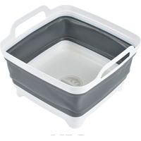 Bassine rétractable en plastique avec bouchon de vidange - Blanc/Gris - 9 L - Livraison gratuite