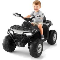 12V Electric Car, Kids Electric Ride on Cars, LED, USB, Volume Control, Bluetooth Music and Anti-Skid Tires, Ride-on ATV Car, Ages 3-8, White