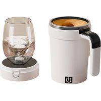 Gobelet mélangeur automatique de 380 ml avec couvercle et affichage tactile LCD de la température - Gobelet mélangeur magnétique automatique en acier inoxydable - Tasse à café - Agitateur magnétique