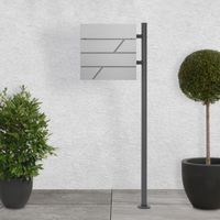 ECD Germany Cassetta Postale Design Moderno 37x11x37cm in Acciaio Inossidabile Verniciato Grigio Buca Lettere con Porta-Giornale incl. Materiale di Montaggio con Supporto Altezza 120cm Antracite