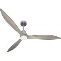 Tenerife - Super destratificateur et ventilateur DC 166 cm Chrome pales bois gris avec Lumière 30 à 60 m²
