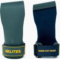 Impugnature di allenamento VELITES Quad Ultra senza magnesia XL verde scuro/blu con fasce per il polso