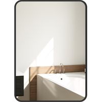 HOMCOM espejo de baño 50x70 cm espejo rectangular espejo de pared con marco de metal vertical u horizontal para recibidor sala de estar negro