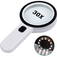 Lupa de lectura, lupa de 30 aumentos con 12 luces LED - Lupa de lectura iluminada para personas mayores - para leer, monedas, sellos, mapas, inspección