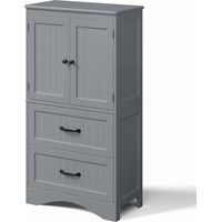 Armoire de Salle de Bain 110 cm, Bealife Meuble Vasque avec 2 Portes 2 Tiroirs et Étagères Réglables pour Salle de Bain Cuisine et Salon Gris 60 x 30 x 110 cm