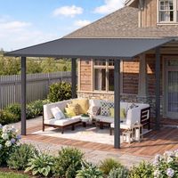 YODOLLA 2.4x3.6m Metal Lean-to Gazebo, Wall-Mounted Iron Hardtop Roof Pergola, Heavy Duty Metal Awning for Garden