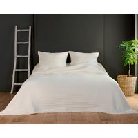 Jeté de lit 100% polyester – Couvre-lit capitonné style boutis – 250x260cm – Ecru – Linder