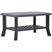 Vidaxl – Table basse fixe anthracite 90x60x46 cm – Plastique résistant aux intempéries – Étagère de rangement intégrée – Pour extérieur