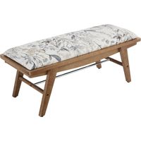 Bench in Linen Seat Retro Rustic Wood Ottoman Bench for Bedroom Hallway Living Room Entryway, Floral Prints, Wahson