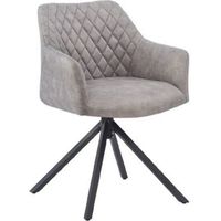 Chaise de cuisine design gris élégance moderne - Gris souris capitonné et noir mat