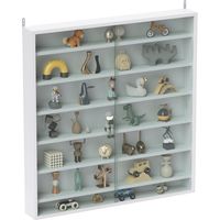 Six Shelf Display Cabinet, with Glass Doors - White