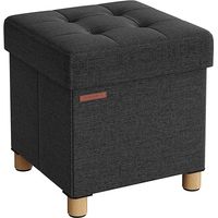 Songmics – Pouf coffre de rangement pliable 38 x 38 x 40 cm – Banc noir avec rembourrage en mousse – Capacité 300 kg – Pour salon et chambre