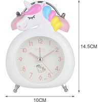 Réveil mignon à motif dessin animé pour enfants, réveil à cloche, horloge de bureau avec veilleuse, horloge à aiguilles, cadeau d'anniversaire
