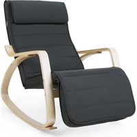 Songmics – Fauteuil à bascule en bois de bouleau – Repose-pieds réglable 5 positions – Housse en coton – Charge 150 kg – Design ergonomique gris