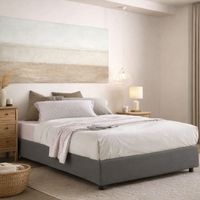 Talamo Italia Lit double Chloe, Lit conteneur avec revêtement en tissu, 100% Made in Italy, Ouverture frontale, convient pour matelas Cm 140x200, Gris, avec emballage renforcé