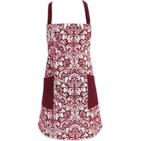 Tablier imprimé coton, cravate réglable, lacets à la taille et poche frontale, 1pc (rouge vin)