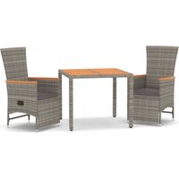 Maison Exclusive - Set da Pranzo da Giardino 3 pz con Cuscini in Polyrattan Grigio
