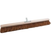 Balai en noix de coco, 800 mm de long, avec support de manche en métal, manche plat en bois