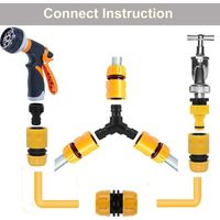 Kit raccord tuyau avec pistolet droit et raccords rapides – Pour tuyau extensible, lavage et arrosage polyvalent