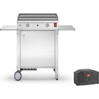 Plancha PLANET à gaz - CHEF 55 Lisse + Housse PLANET à gaz+ Chariot fermé - 2 brûleurs