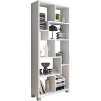 Regal Veniano, Bücherregal 8 Fächer, freistehend, offene Struktur, 68x25x161h cm, Weiß