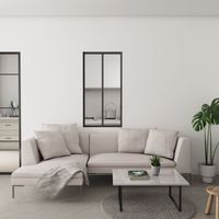 Aica Sanitaire – Cloison verrière fixe en aluminium noir mat – Vitrage trempé 4mm – Dimensions H.108cm x L.63cm – Séparation moderne pour intérieur