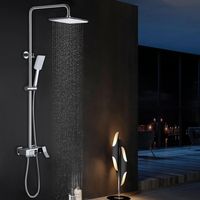 Columna de Ducha, Ultrixe Set de Ducha Ducha de Mano 3 Jets Ducha de Cabeza Cuadrada, Columna de Ducha Regulable en Altura para Baño