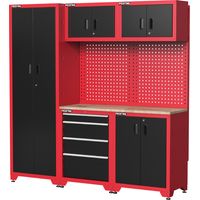 FEISTOS Equipement d'atelier Armoire à outils Juno 2 Paroi perforée incluse Noir/Rouge 198x46x198 cm