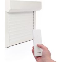 Volet roulant électrique radio Alu Blanc - L80 x H100 cm - Motorisé avec télécommande incluse, recoupable