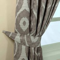 HOMESCAPES Grey Ikat Jacquard Curtain Tie Back Pair