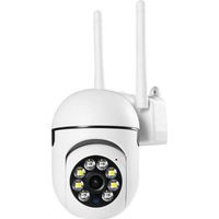 Caméra de surveillance extérieure 2MP PTZ WiFi - Rotation 360° sans fil - Vision nocturne couleur - Audio bidirectionnel - Alerte instantanée - Blanche