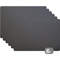 PLACEMAT Set of 6 - Leather - Textured - Leather-look - Gray 45x30 cm