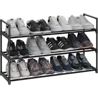 Étagère à Chaussures de 3 Niveaux, Porte-Chaussures en Métal pour 15 Paires de Chaussures, pour Salon, Entrée, Couloir, Vestiaire, 92 x 30 x 54 cm, Noir
