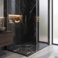 Mineralguss-Duschwanne extra flach DEKOR MARQUINA schwarzes Marmor 80x180 cm