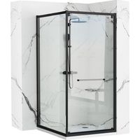 CABINA DE DUCHA REA SPACE IN 80X100 BLACK + PLATO DE DUCHA SAVOY WHITE
