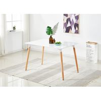 Table de salle à manger rectangulaire blanche – Dimensions 75x120x80 cm – Plateau MDF et pieds en bois – Design scandinave moderne – Life Interiors