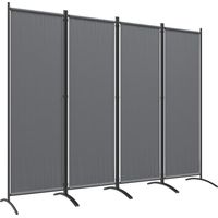 Biombo de 4 Paneles Separador de Ambientes Plegable 221x172 cm Biombo Interior para Oficina Dormitorio Gris Oscuro