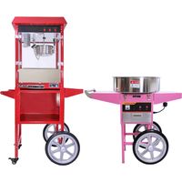 KuKoo - Macchina per Fare i Popcorn & Macchina per Fare lo Zucchero Filato con Carrelli