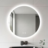 LUVODI Round Bathroom Mirror Anti Fog with Stepless Dimmable Backlit LED Vanity Mirror, 500mm