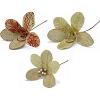 Fiore in tessuto ricamato decorazione per albero di natale beige arredo