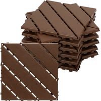 Wolketon Lot de 22 dalles de terrasse 2 m², 30 x 30 cm 6 Lattes, dalles en plastique, Dalles clipsables Marron
