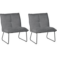 Lot 2 fauteuils velours côtelé gris Casita CALVIN