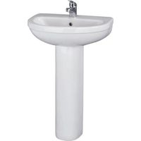 Nuie Ivo Basin and Full Pedestal 555mm Wide - 2 Tap Hole