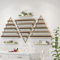 Lot de 3 étagères à vernis à ongles Étagères triangulaires en métal Capacité de charge 50 kg Support mural pour salons de manucure, salons, appartements - Doré