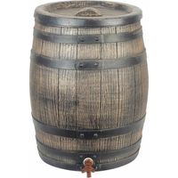 Récupérateur d'eau de pluie 50 litres – Barrique en PE rotomoulé – Dimensions H54 x Ø42 cm – Robinet et couvercle inclus – Nature