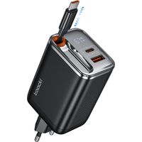 Chargeur USB C 67W, GaN 3-Ports PD3.0 Charge Rapide avec Écran LED, Compact & Léger avec Câble Rétractable pour MacBook Pro iPhone 17/16 Pro Max Galaxy S24 Switch Laptop(Noir,EU)