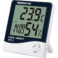 Digitales Thermometer mit Hygrometer, LCD-Display, großer Wetterstation, Wecker, Kalender, Zeiterinnerung und Max/Min-Speicher, HTC-1