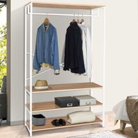 Armario vestidor grande L. 100 cm DETROIT diseño industrial madera y metal blanco