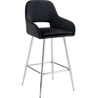 Lot 2 Tabourets de Bar Velours Noir Chrome 47x41x104 cm ATHENA